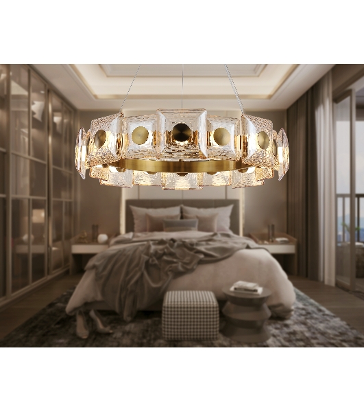 Светильник Ambrella light LH31027 BS/TI латунь/янтарь 72W 3000K D700*150