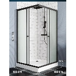 Душевой уголок BAU Stil Hit Black с поддоном 100x100х195, рифленое закаленное стекло, черный профиль, фото3