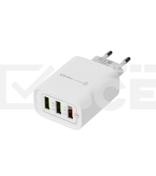 Сетевое зарядное устройство Rexant 3 x USB, 5V, 3 А + 1 А + 1 А, белый