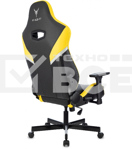 Кресло игровое Knight Thunder 5X черный/желтый эко.кожа крестов. металл