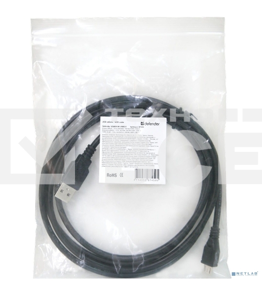 Кабель Defender USB08-06 USB 2.0 кабель для соед. USB 2.0 AM-MicroBM,1.8м, PolyBag