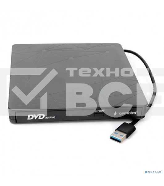 Оптический привод внешний с интерфейсом USB Gembird DVD-USB-03 пластик, черный