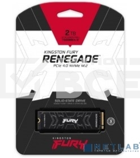 Накопитель SSD Kingston Fury Renegade SFYRD/2000G, 2 ТБ, M.2 2280, PCIe 4.0 x4, NVMe, R/W 7300/7000, с радиатором