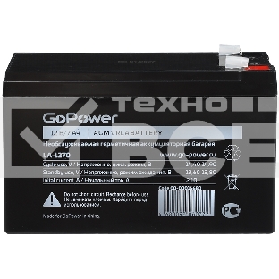 Аккумулятор свинцово-кислотный GoPower LA-1272 12V 7.2Ah