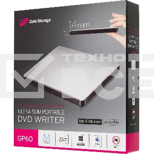 Оптический привод LG DVD-RW ext. Silver Slim Ret. USB2.0