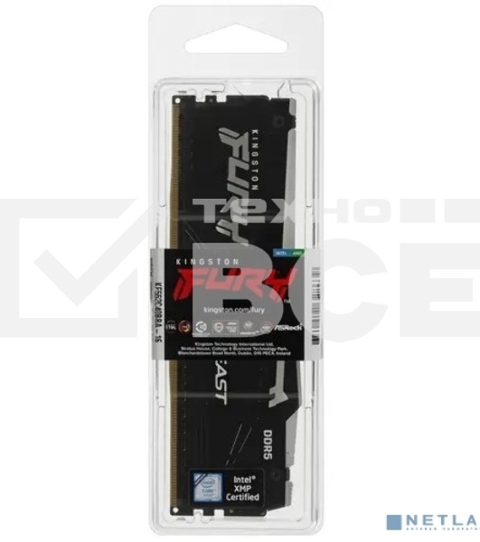 Оперативная память Kingston Fury Beast, DDR5, 16GB (1x16GB), 5200MHz, CL40, с радиаторами, RGB, черный