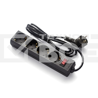 Удлинитель ExeGate EC-4-3B (EX279397RUS), черный, 3 м, евровилка с заземлением, 4 евророзетки с заземлением, 2200 Вт