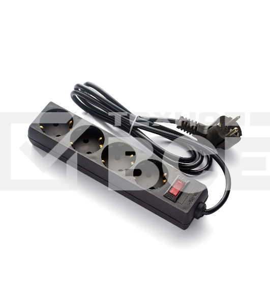 Удлинитель ExeGate EC-4-3B (EX279397RUS), черный, 3 м, евровилка с заземлением, 4 евророзетки с заземлением, 2200 Вт