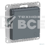 Механизм розетки 1-м СП AtlasDesign 16А IP20 с заземл. защ. шторки с крышкой грифель, фото6