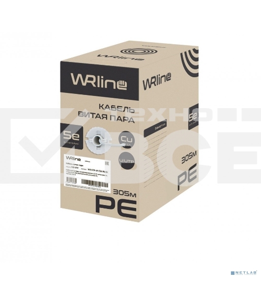 Кабель информационный WRline WR-UTP-4P-C5E-PE-BK кат.5E U/UTP 4X2X24AWG PE внешний 305м черный