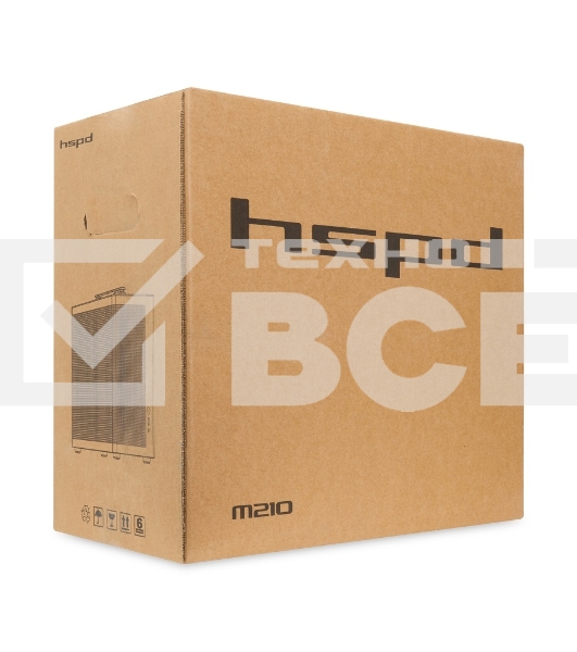 Компьютерный корпус без блока питания HSPD M210, Mesh Mid Tower, черный, 0.7 SPCC, 1x90мм mATX, mITX 140/280/150мм 1x2.5