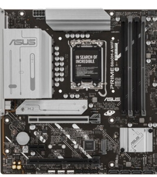 Материнская плата ASUS PRIME B860M-A WIFI, LGA 1851, Intel B860, 4xDDR5, 4xSATA, 2xM.2, 1xPCIe 5.0 x16, 1xPCIe 4.0 x16, 1xPCIe 4.0 x1, 2xDP, 1xHDMI, 1x 2.5Gb LAN, 1xUSB-C 20Gbps, 1xUSB-A 10Gbps, 2xUSB-A 5Gbps, 4xUSB-A 2.0, 3x3.5 мм, 7.1, micro-ATX.