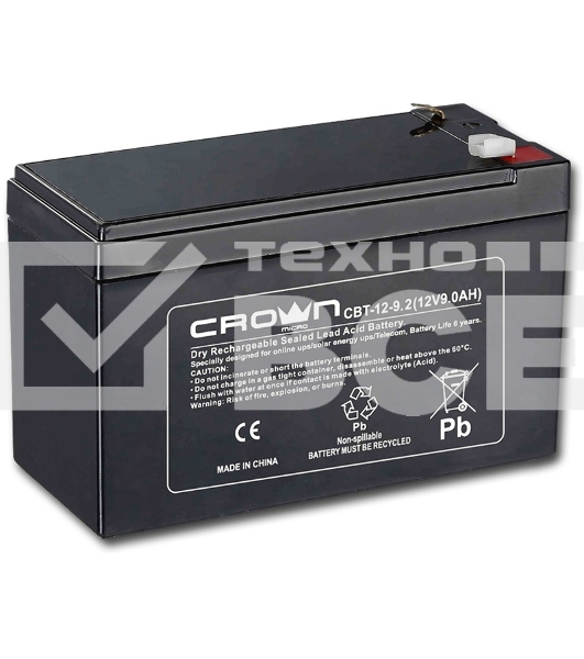 Батарея CROWN CBT-12-9.2 (12V 9.2Ah) F2 срок службы 5 лет