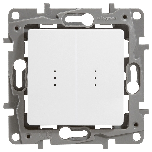 Переключатель 2-клавишный с подсветкой, 10АХ, бел. ETIKA 