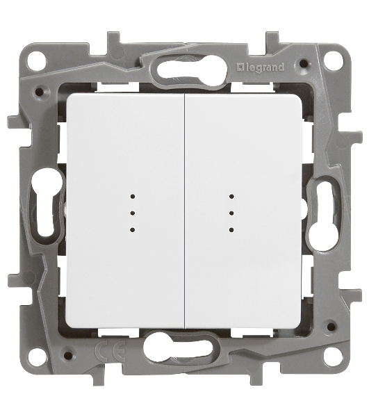 Переключатель 2-клавишный с подсветкой, 10АХ, бел. ETIKA 