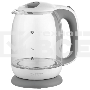Чайник Energy E-281 (1.7л) стекло, пластик, цвет бело-серый