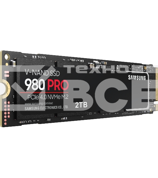 Накопитель SSD Samsung 980 PRO, 2TB, PCIe 4.0 x4, M.2 2280, NVMe, R/W 7000/5000