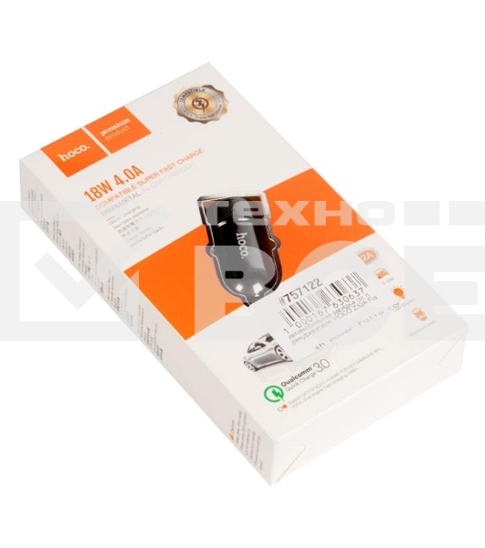 Автомобильная зарядка (от прикуривателя) HOCO Z32A Flash power Fully compatible car charger, черный