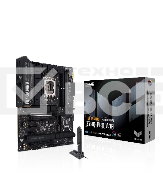 Материнская плата ASUS TUF GAMING Z790-PRO WIFI, LGA 1700, Intel Z790, 4xDDR5, 4xSATA, 4xM.2, 1xPCIe 3.0 x1, 1xPCIe 4.0 x4, 1xPCIe 5.0 x16, 1xDP, 1xHDMI, 1x2.5Gb LAN, 2xUSB 3.2 Gen 2, 4xUSB 3.2 Gen 1, 1xUSB 3.2 Gen 2x2, 5x3.5 мм, 7.1, ATX
