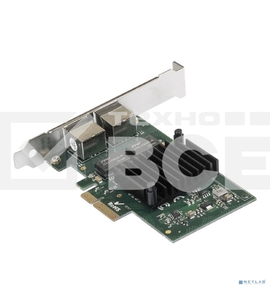 Сетевой адаптер ExeGate EXE-I350-T2V2 (PCI-E x4 v2.1, порты 2xRJ45 (медные), 10/100/1000Mbps, Gigabit NIC Intel Chipset NHI350AM2)