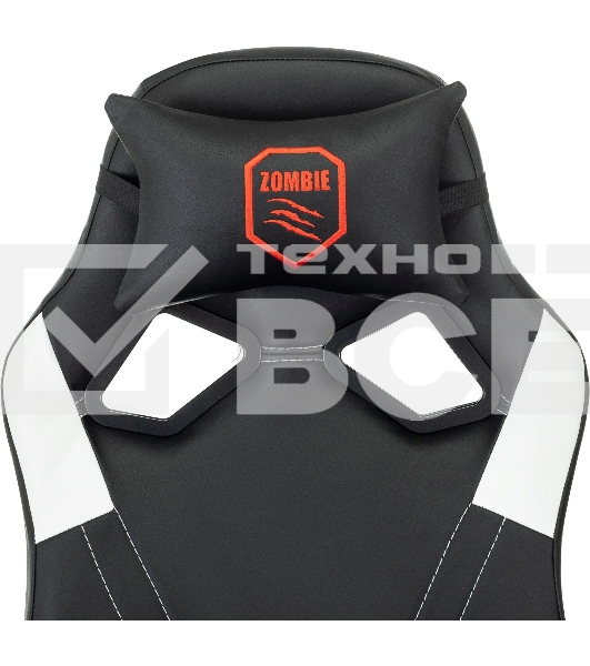 Кресло игровое Zombie 50 черный/белый эко.кожа крестов. пластик