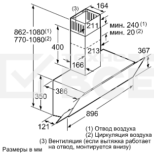 Наклонная вытяжка Bosch DWK095G60T для настенного монтажа, максимальная производительность 630м3/ч, 90см, цвет: черный