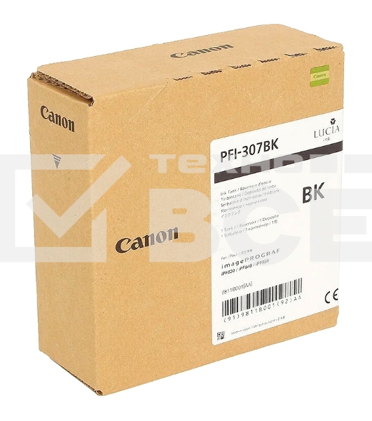 Картридж струйный CANON PFI-307 BK черный (330 мл) для Canon imagePROGRAF iPF830, iPF840, iPF850
