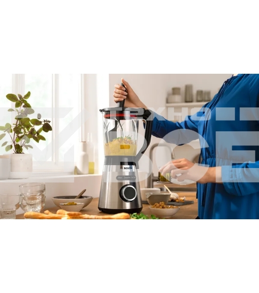 Блендер Bosch/ Блендер Bosch, стационарный, мощность 1200 Вт, поворотный переключатель, импульсный режим, плавная регулировка скорости, нож с 4 лезвиями ProEdge, цвет нержавеющая сталь