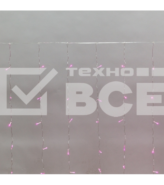 Гирлянда Светодиодный Дождь 3х2 м, свечение с динамикой, прозрачный провод, 230 В, цвет розовый