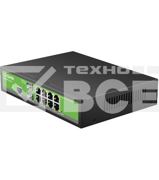 Коммутатор Digma DSW708G-2S-T (L2+) 8x1Гбит/с 2SFP управляемый