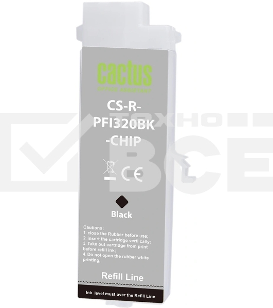 Картридж перезаправляемый струйный Cactus CS-R-PFI320BK-CHIP PFI-320BK черный (260мл) для Canon imagePROGRAF TM-200/200MFP/205/300/300MFP/305/250/255/350/355 с чипом