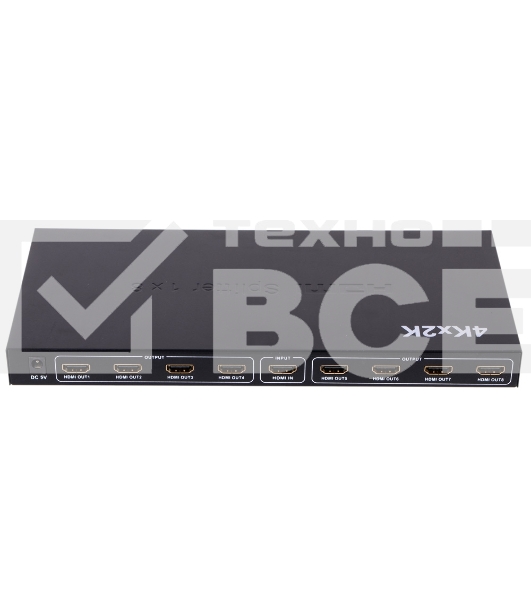 Разветвитель HDMI 4K Splitter Orient HSP0108H, 1->8, HDMI 1.4b/3D, UHDTV 4K(3840x2160)/HDTV1080p/1080i/720p, HDCP1.2, внешний БП 12В/4A, метал.корпус