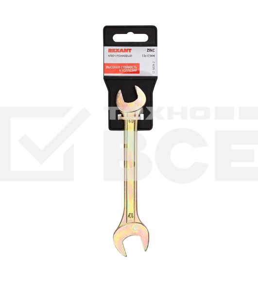 Ключ гаечный рожковый Rexant 13х17 мм, желтый цинк