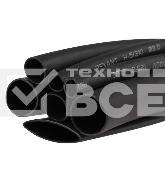 Набор термоусадочных трубок Rexant 29-0107 10 см №7 черные (КЛЕЕВОЙ)
