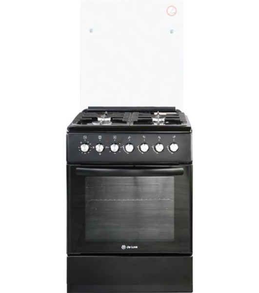 Плита Комбинированная De Luxe 606040.00гэ-003(кр) ЧР черный (стеклянная крышка) реш.чугун