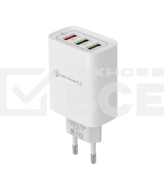 Сетевое зарядное устройство Rexant 3 x USB, 5V, 3 А + 1 А + 1 А, белый