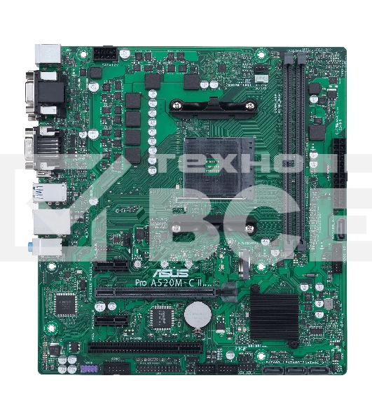 Материнская плата ASUS Pro A520M-C II/CSM, AM4, AMD A520, 2xDDR4, 4xSATA, 1xM.2, 1xPCI-E 3.0 x16, 2xPCI-E x1, 1xDVI-D, 1xDP, 1xHDMI, 1xVGA, 1x 1Gb LAN, 2xUSB-A 2.0, 4xUSB-A 3.2 Gen 1, 3x3.5 мм, Micro-ATX