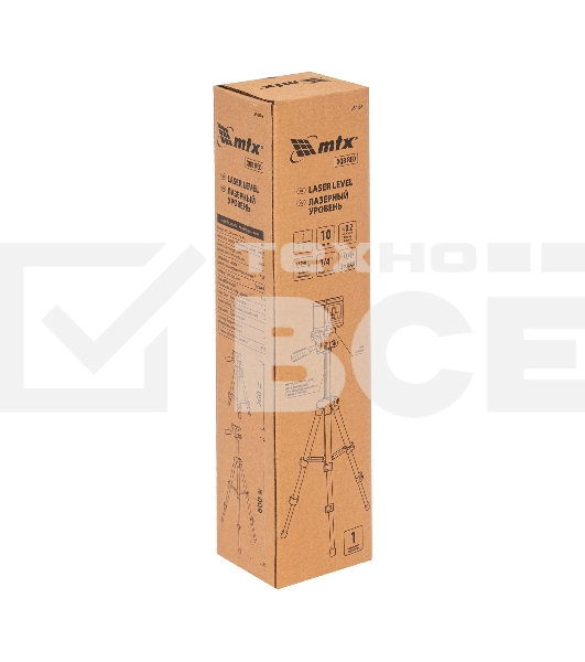 Лазерный уровень XQB RED Pro SET, 10 м, красный луч, батарейки, штатив  MTX