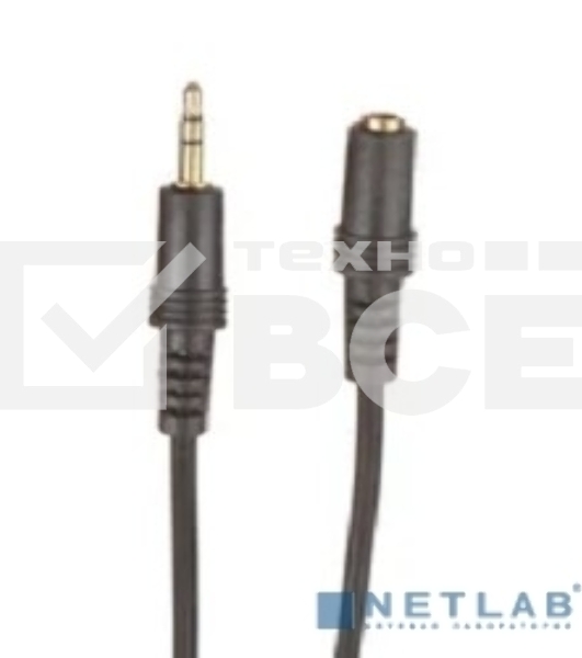 Удлинитель звуковой Exegate EX-CCA-423-1.5 (3.5mm Jack M/3.5mm Jack F, 1,5м, позолоченные контакты)