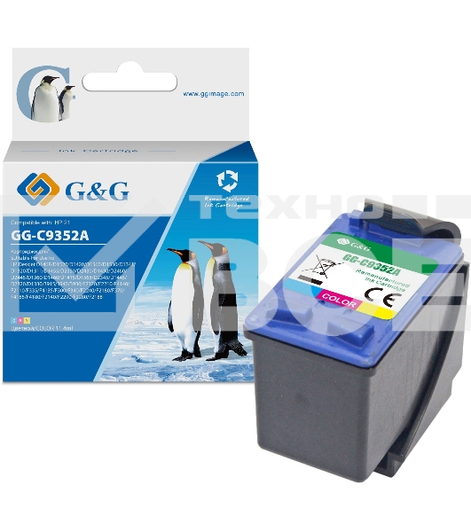 Картридж струйный G&G GG-C9352A многоцветный (11,4 мл) для HP DJ 3920/3940/D1360/D1460/D1470/D1560/D2330/D2360/D2430/D2460/F370/F375/F380/F2180/F2187/F2224/F2280/F2290/F4140/F4172/F4180/F4190