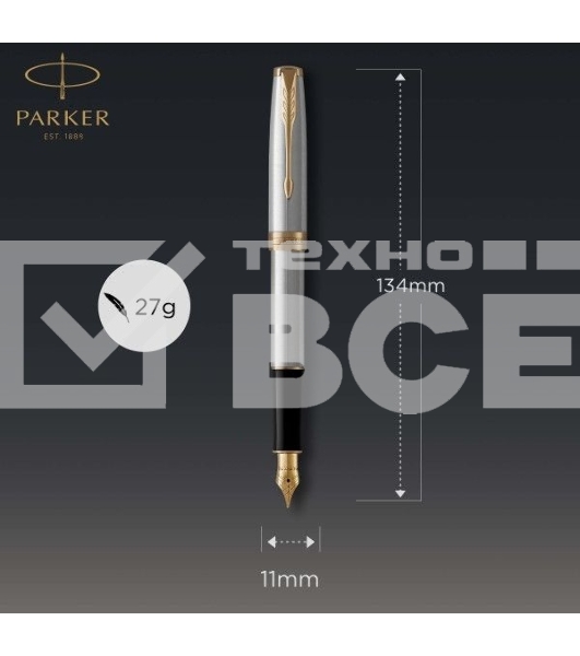 Ручка перьевая Parker Sonnet Core F527 (CW1931504) Stainless Steel GT F сталь нержавеющая подар.кор.