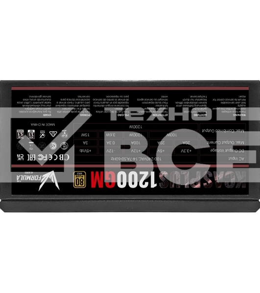 Блок питания Aerocool/Formula 1200W Retail KCAS PLUS 1200GM, 80 PLUS Gold, ATX v2.4, модульный, fan 14cm, 8x PCI-E [6+2-Pin], 10x SATA, 6x MOLEX