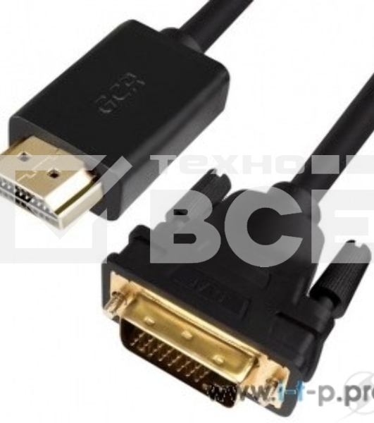 Кабель Greenconnect HDMI-DVI 10.0m черный,OD7.3mm, 28/28 AWG, позолоченные контакты, 19pin AM / 24+1M AM double link,тройной экран(GCR-HD2DVI1-10.0m)