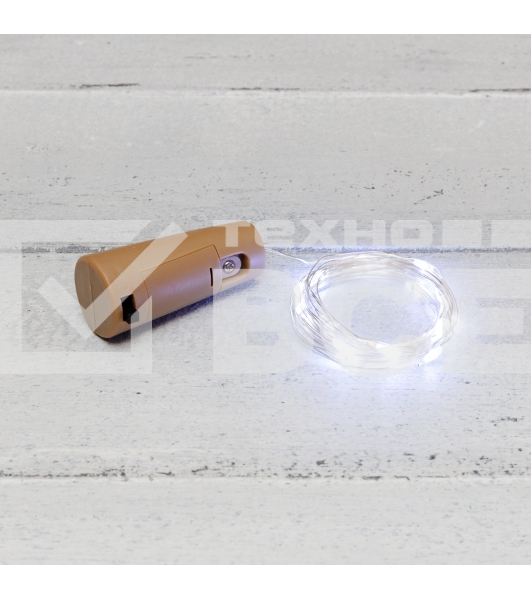 Гирлянда «Роса» с пробкой 2 м, 20 LED, белое свечение, 3хLR44 в комплекте NEON-NIGHT