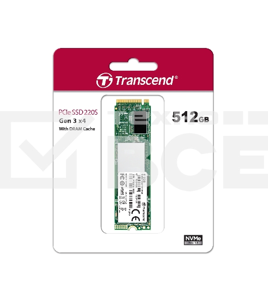 Накопитель SSD 512GB Transcend MTE220S, 3D TLC NAND, M.2, PCI-E 4x [ R/W - 2800/3500 MB/s]