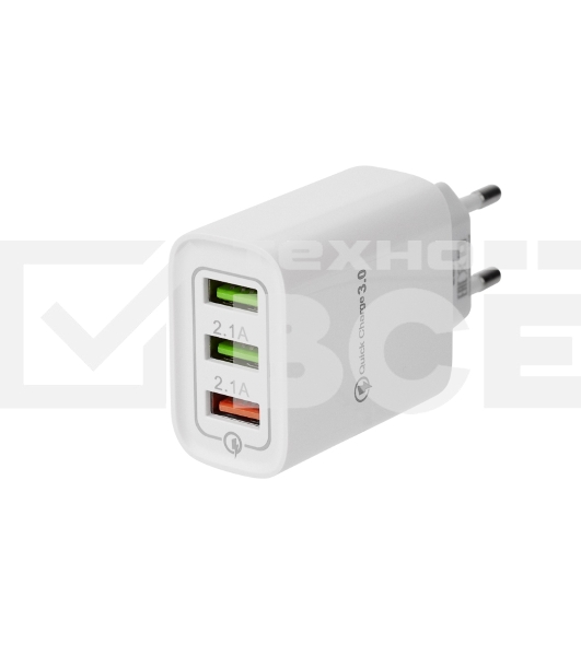 Сетевое зарядное устройство Rexant 3 x USB, 5V, 3 А + 1 А + 1 А, белый