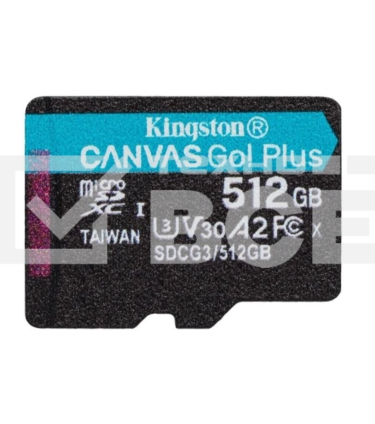 Флеш карта Kingston microSD 512GB microSDXC Class 10 UHS-I U3 V30 Canvas Go Plus 170MB/s