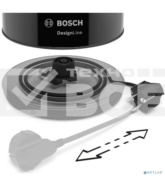 Чайник электрический Bosch TWK3P423 1.7л. 2400Вт черный (корпус: нержавеющая сталь)