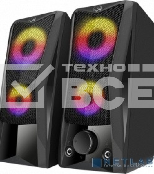 Колонки Sven 445, чёрный, USB, 2.0,2x3 Вт(RMS), подсветка