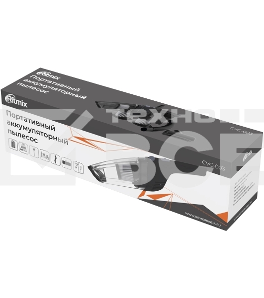 Пылесос автомобильный Ritmix CVC-003 черный, 70 Вт, уборка сухая, 0.32 л